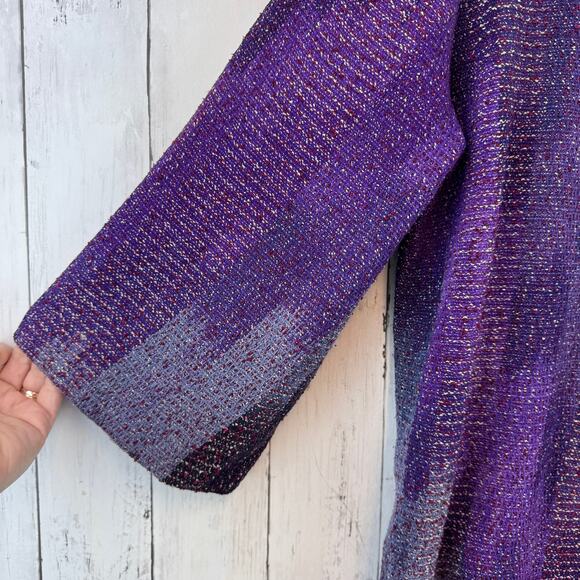 Candiss Cole Ocean Mist Purple Silk-Blend Handwoven Jacquard Jacket Size Medium - Picture 3 of 14